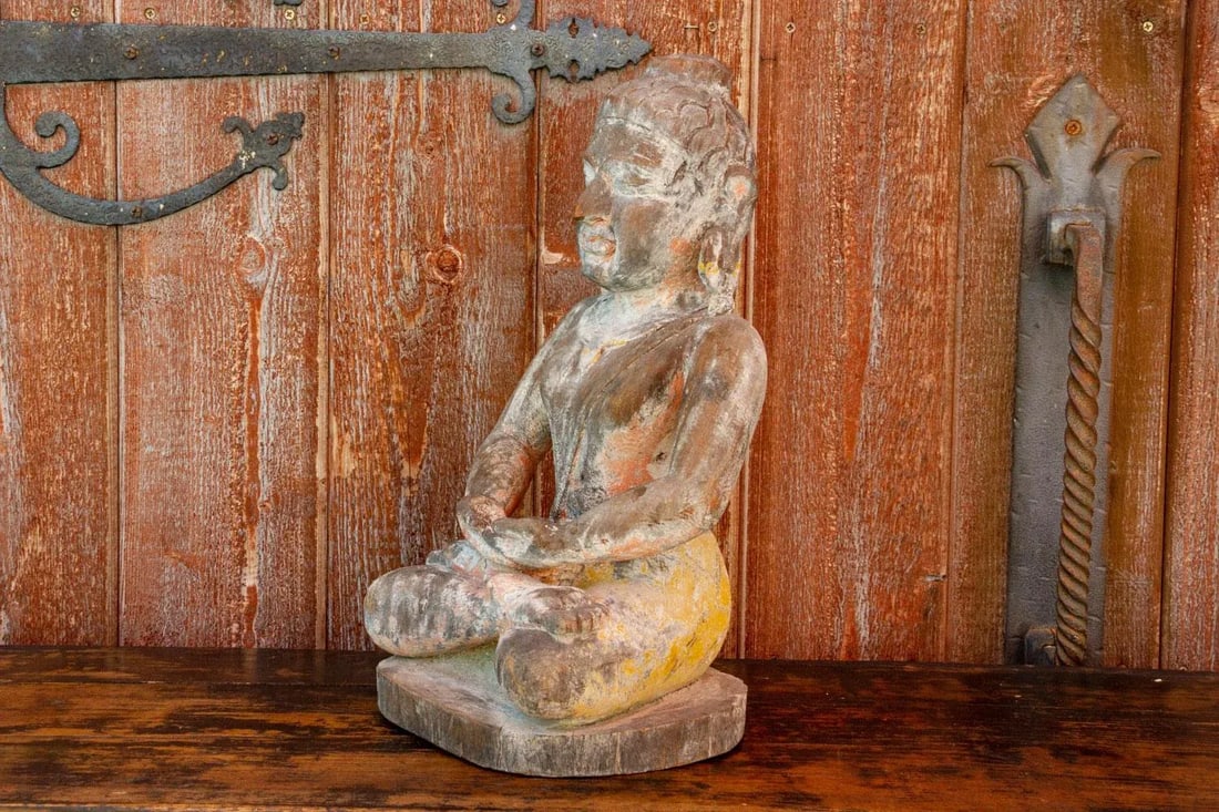 Hill Tribe Antique Padmasana Buddha - 5