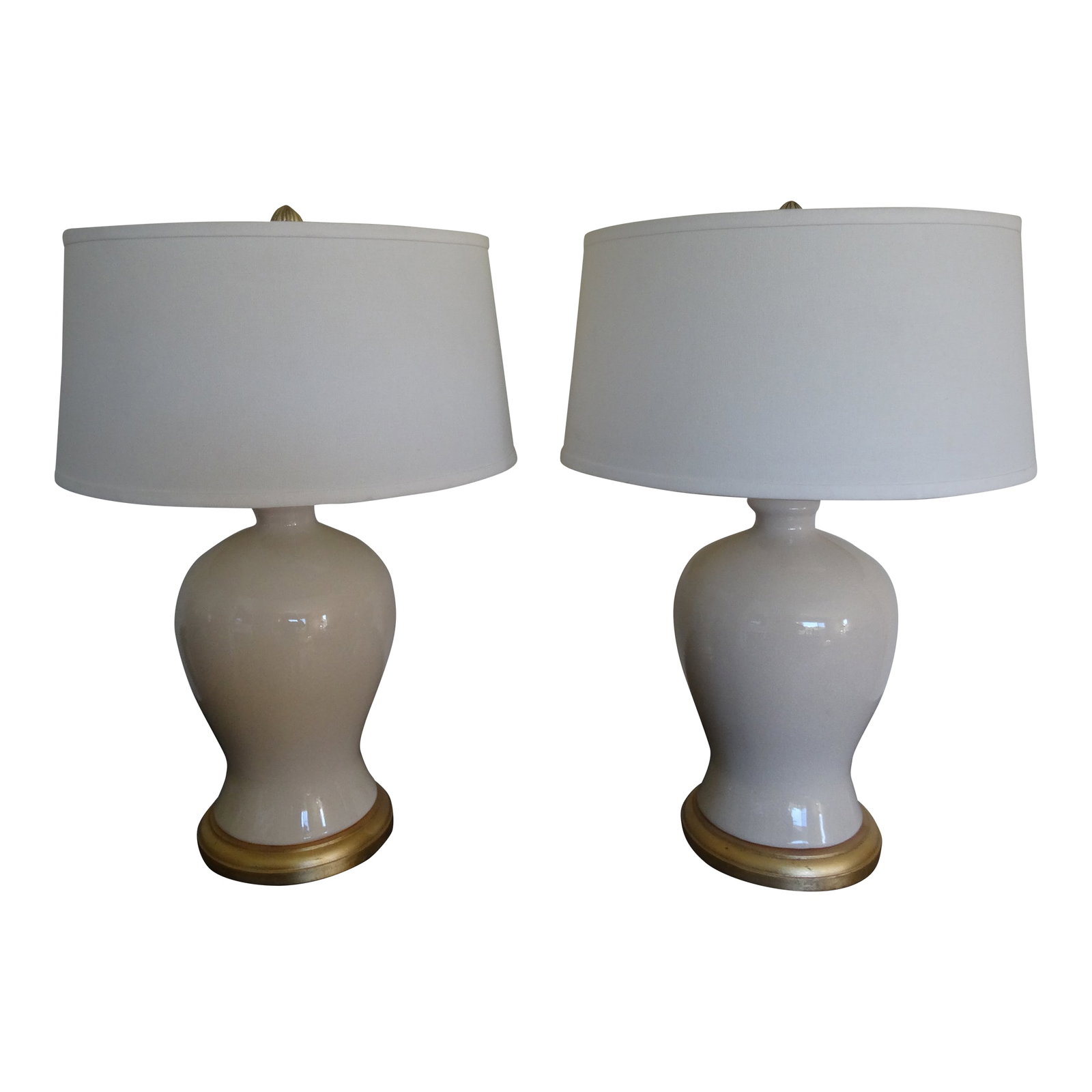 Lauren Ralph Lauren Lamps a Pair: Fabulous Pair of Lauren Ralph Lauren lamps (what could be better) the porcelain has a very fine crackle ware finish. The Lamps are signed at the base which is gilded for an elegant look. They also