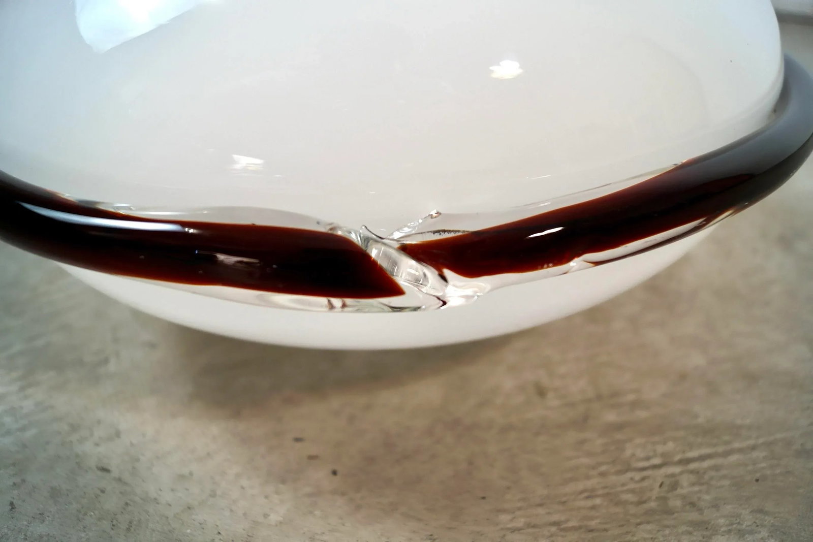 1980's Hollywood Regency White & Murano Glass Ceiling Light Fixture Shade - 10