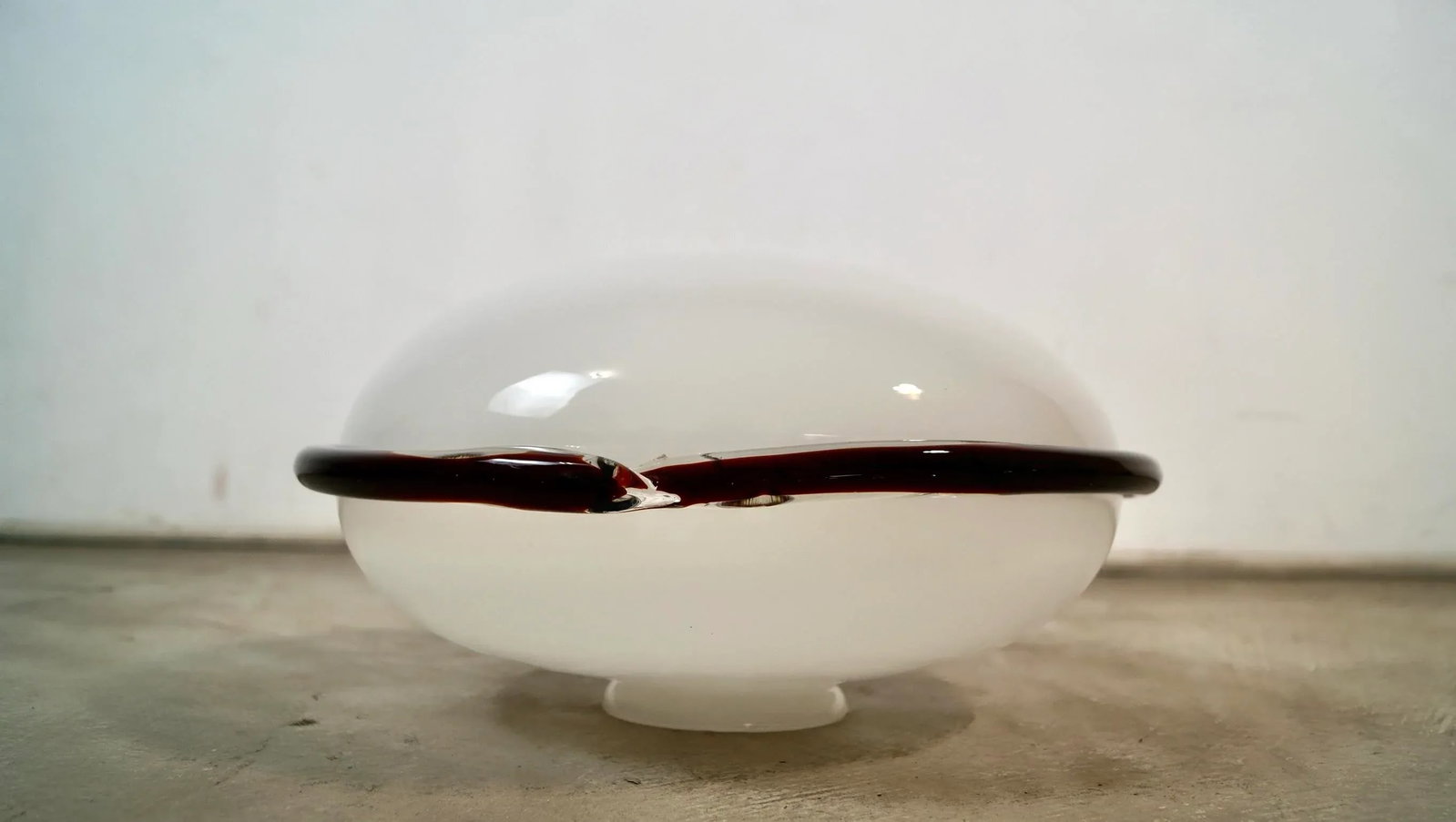 1980's Hollywood Regency White & Murano Glass Ceiling Light Fixture Shade - 2