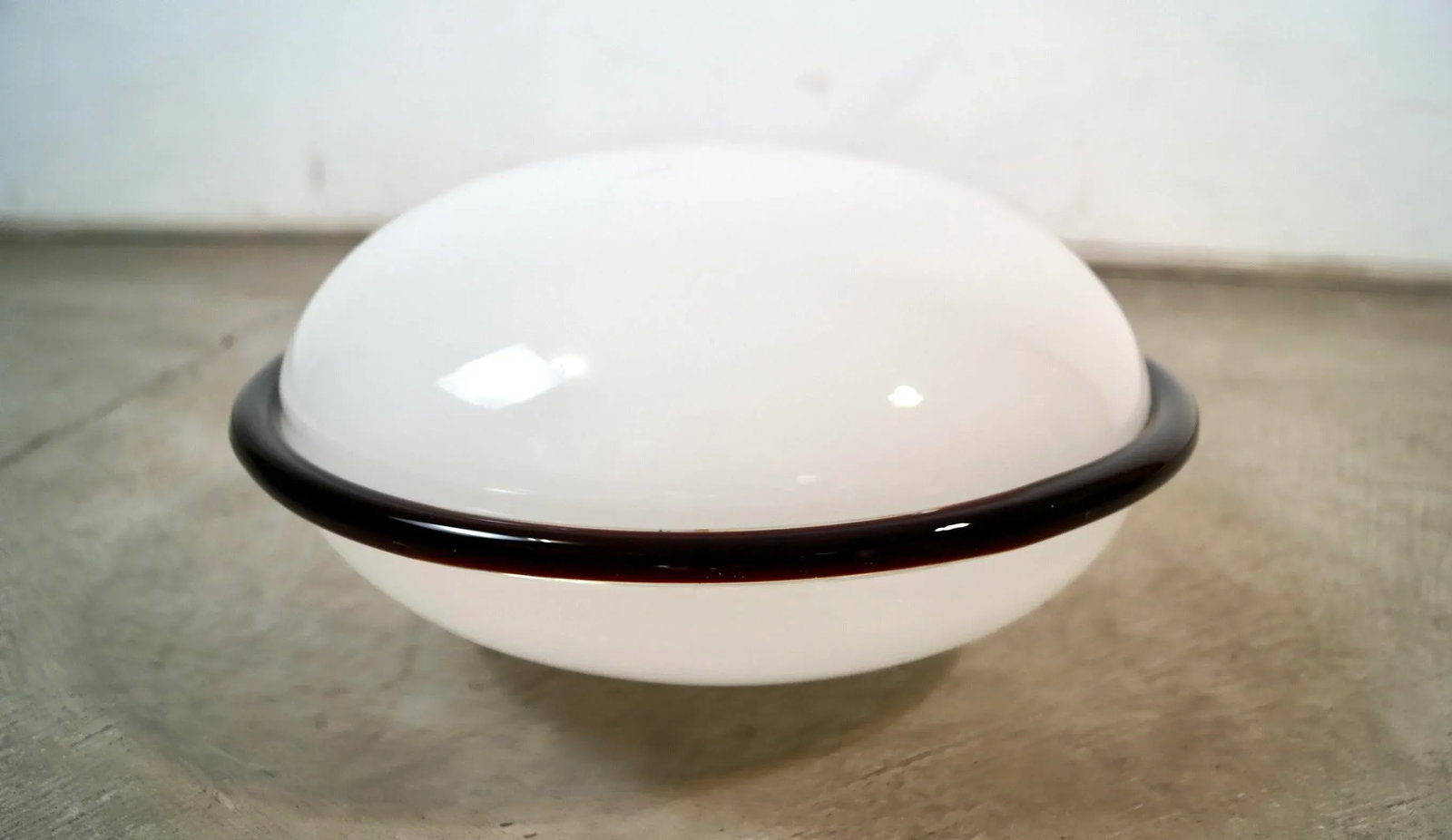 1980's Hollywood Regency White & Murano Glass Ceiling Light Fixture Shade - 3
