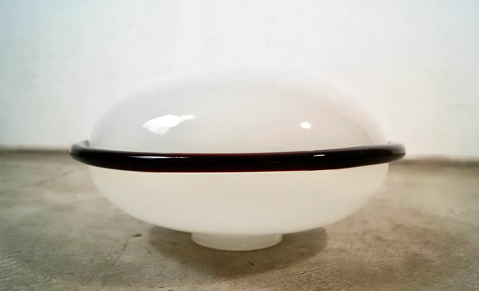 1980's Hollywood Regency White & Murano Glass Ceiling Light Fixture Shade - 4