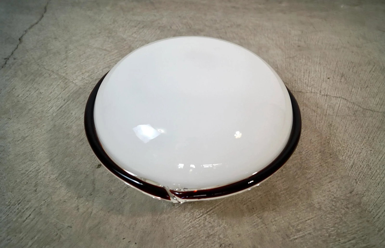 1980's Hollywood Regency White & Murano Glass Ceiling Light Fixture Shade - 5