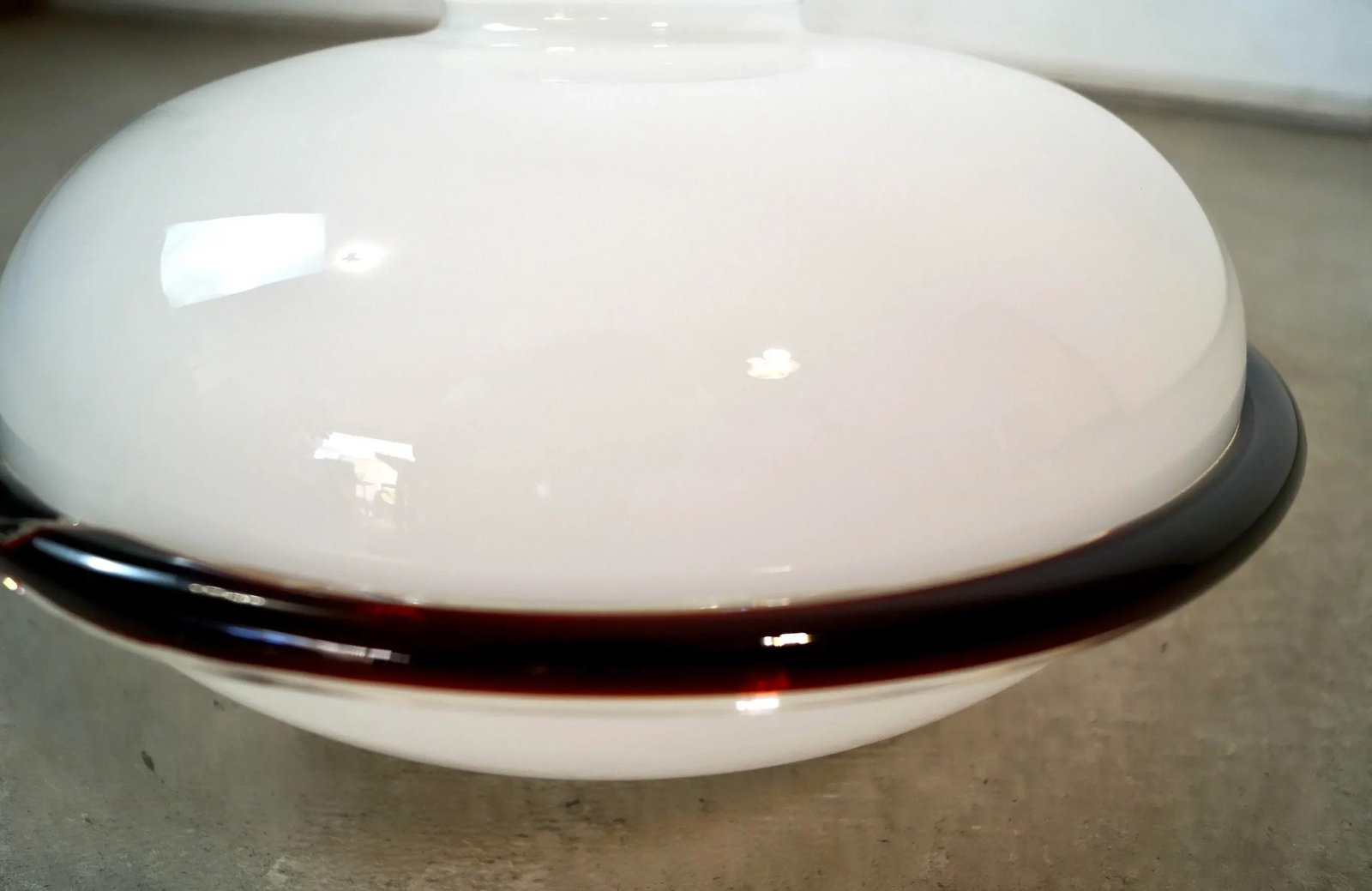1980's Hollywood Regency White & Murano Glass Ceiling Light Fixture Shade - 9