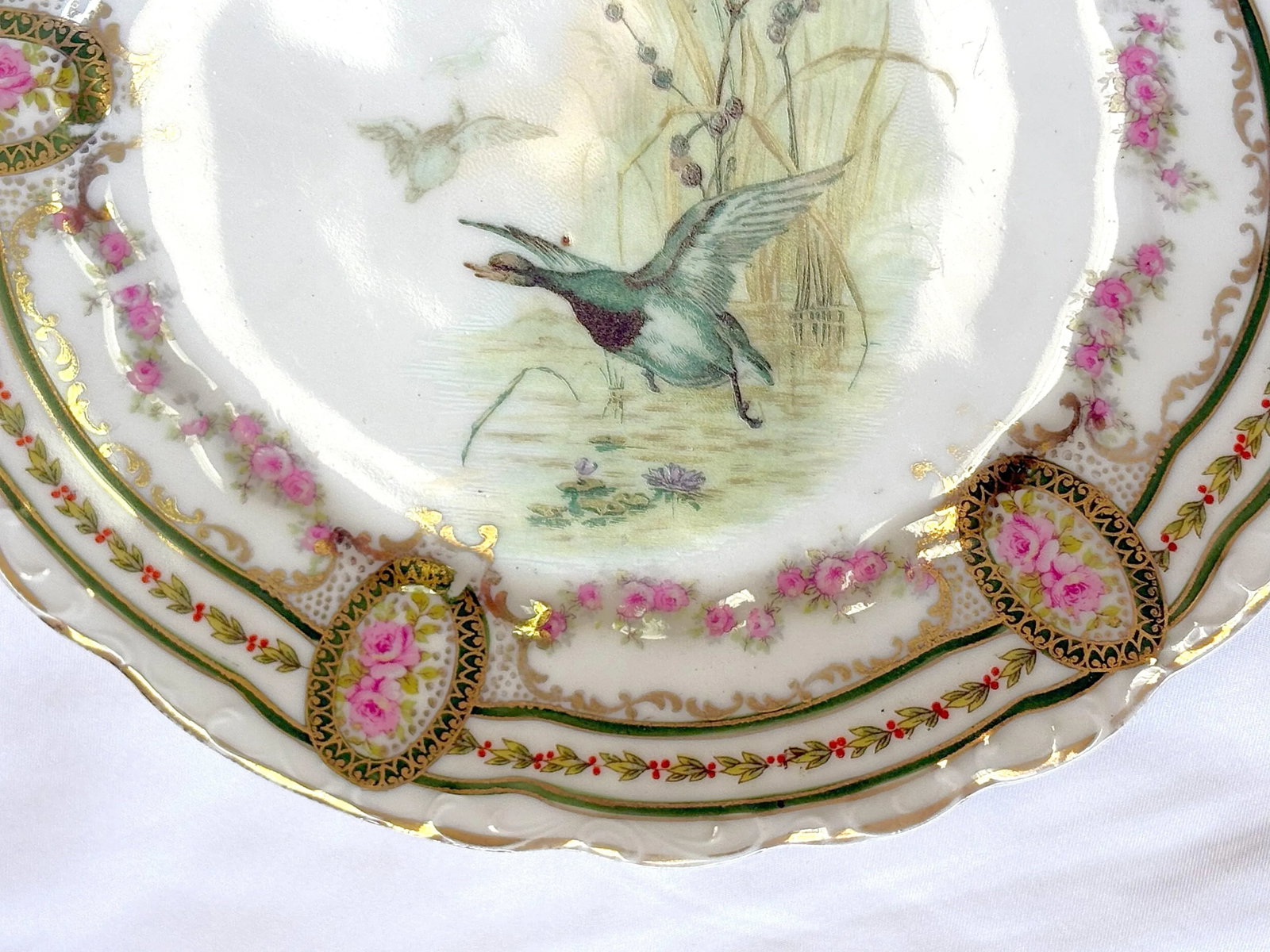 Early 1900's Austrian L. Strauss & Sons Scalloped Edge Porcelain Bird Plates- Set of 6 - 3