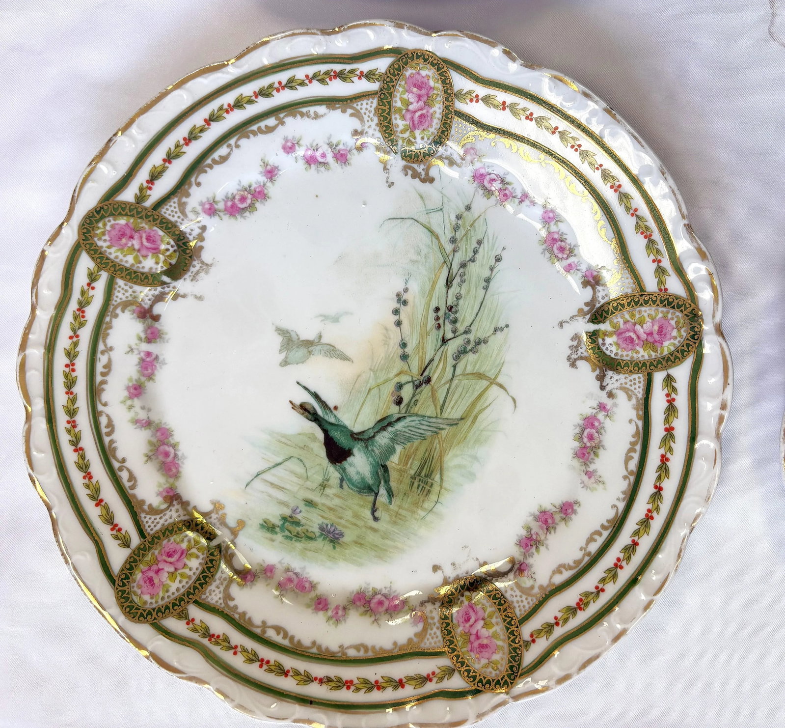 Early 1900's Austrian L. Strauss & Sons Scalloped Edge Porcelain Bird Plates- Set of 6 - 5