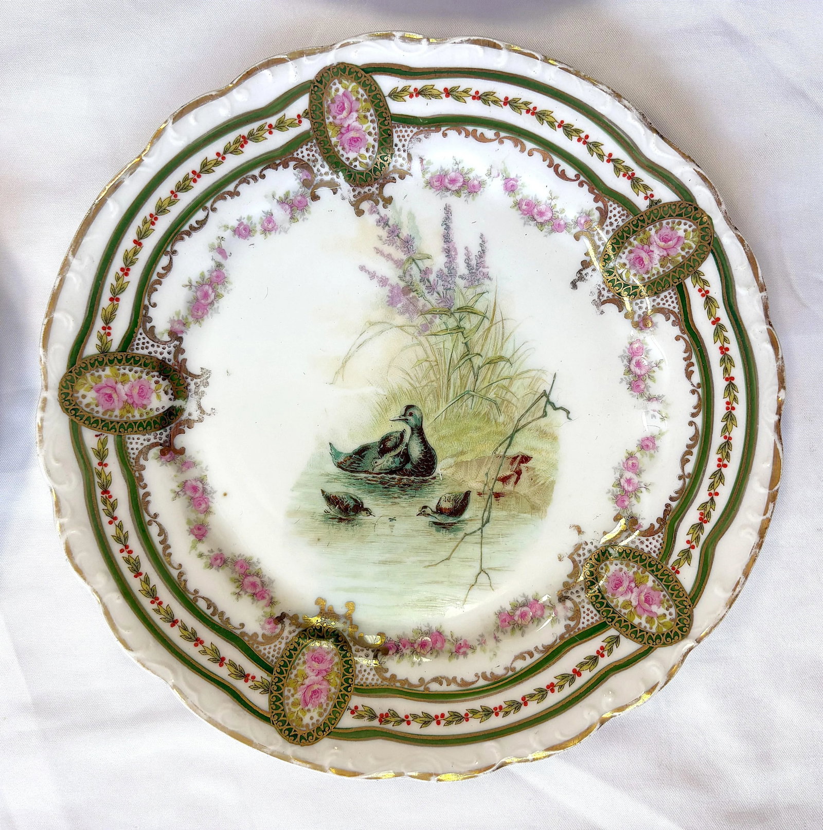 Early 1900's Austrian L. Strauss & Sons Scalloped Edge Porcelain Bird Plates- Set of 6 - 7
