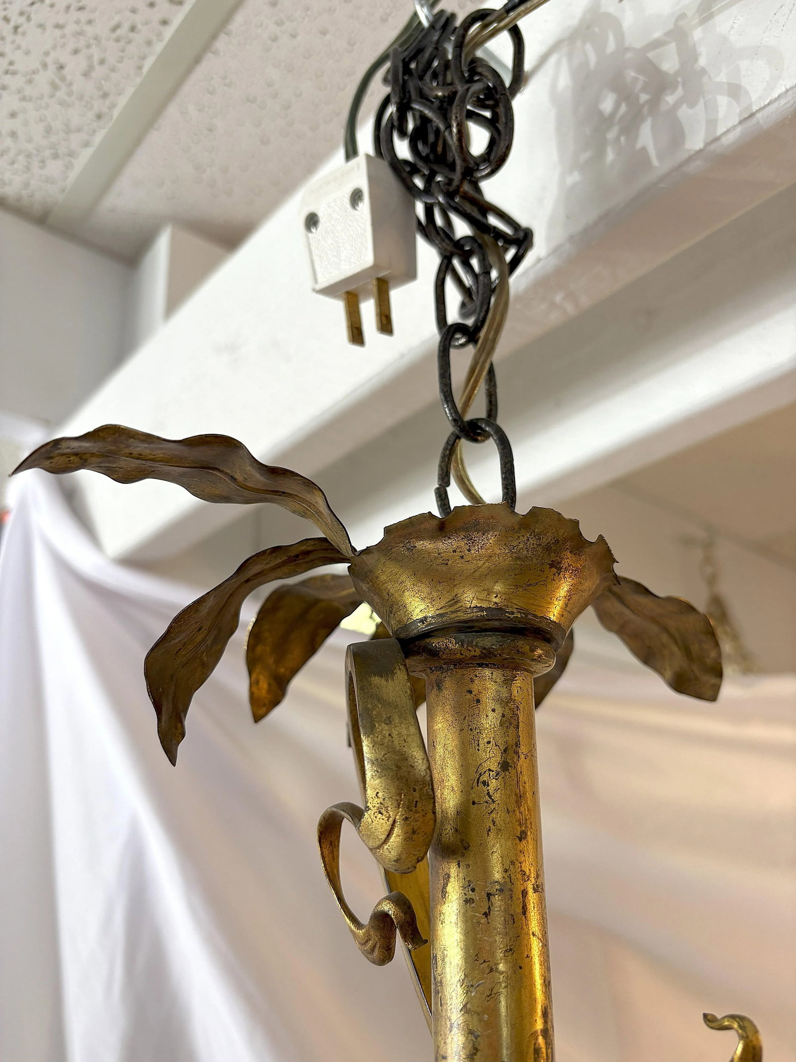 Early 1900's Art Nouveau English Stevens & Williams Gas Chandelier Converted to Electric - 12
