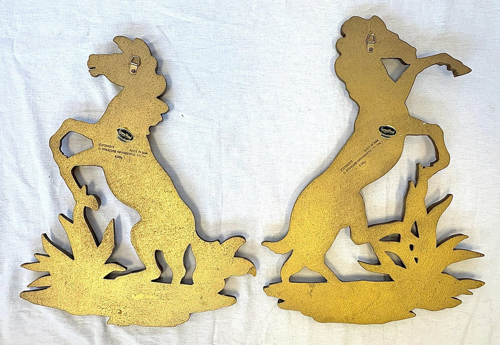Vintage MCM Syroco Wood Rodeo Horses- A Pair - 10