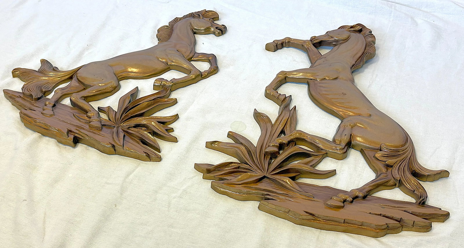 Vintage MCM Syroco Wood Rodeo Horses- A Pair - 7