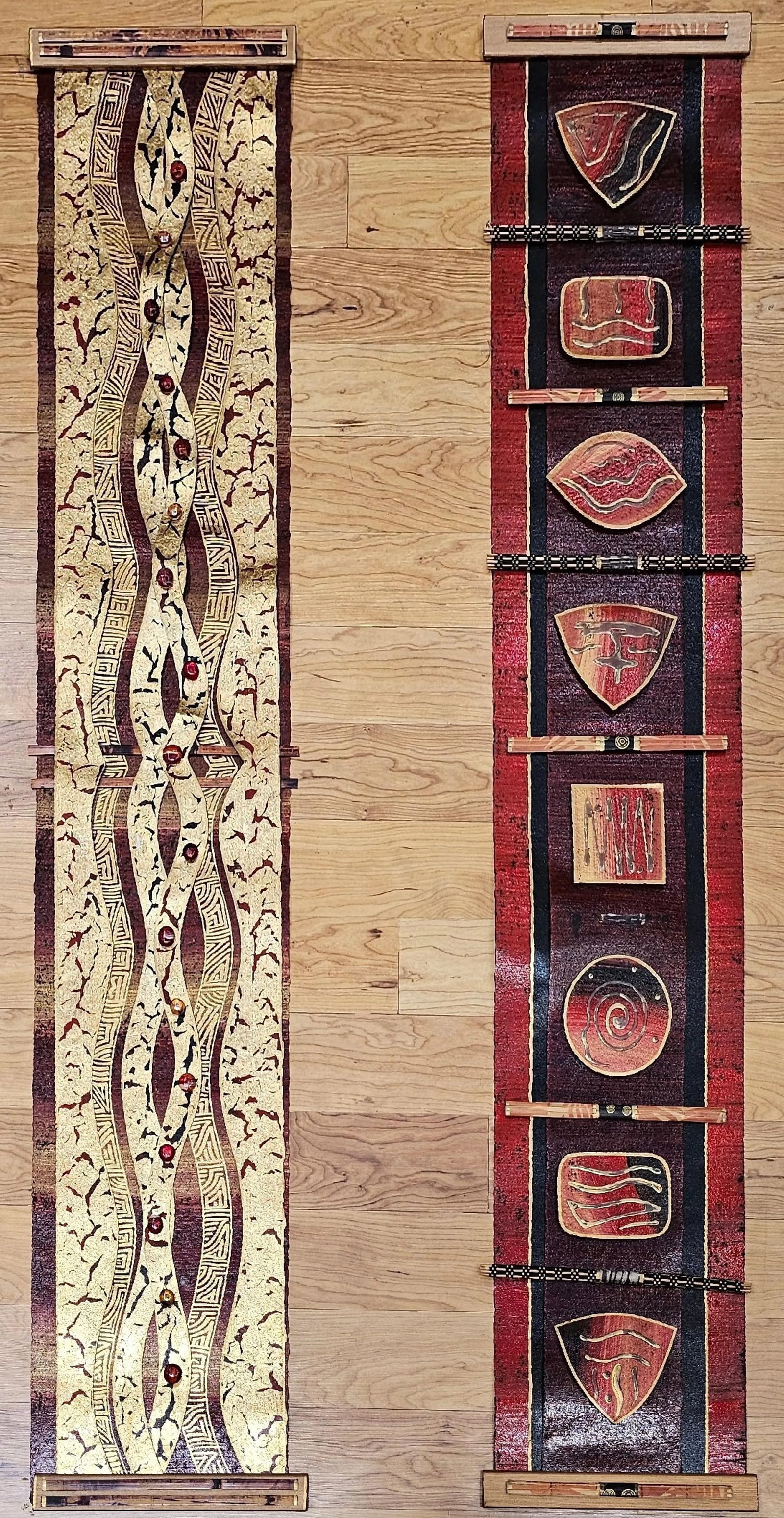 Contemporary Mixed Media Wall Art Pair, 3d Fiber Glass Wood, Usa - 4
