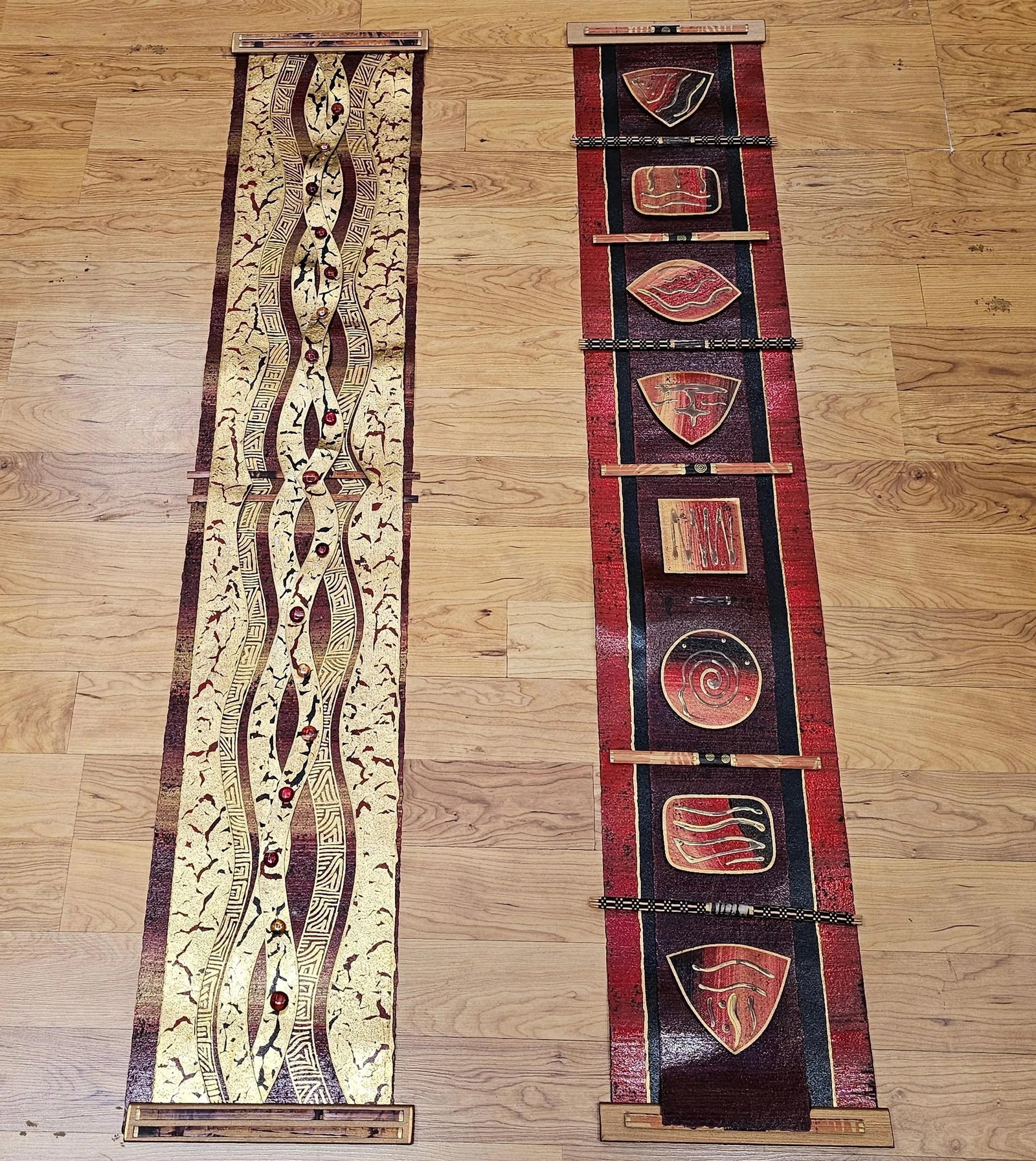 Contemporary Mixed Media Wall Art Pair, 3d Fiber Glass Wood, Usa - 5