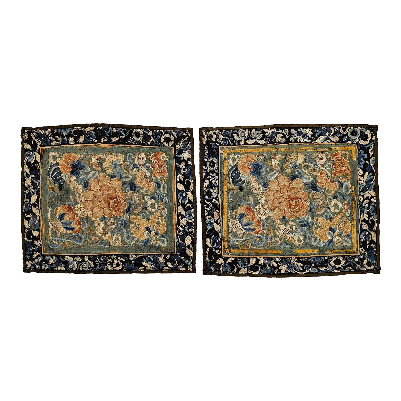 19th Century Chinese Silk Embroidery Panels- Set of 2 (1 of 12)