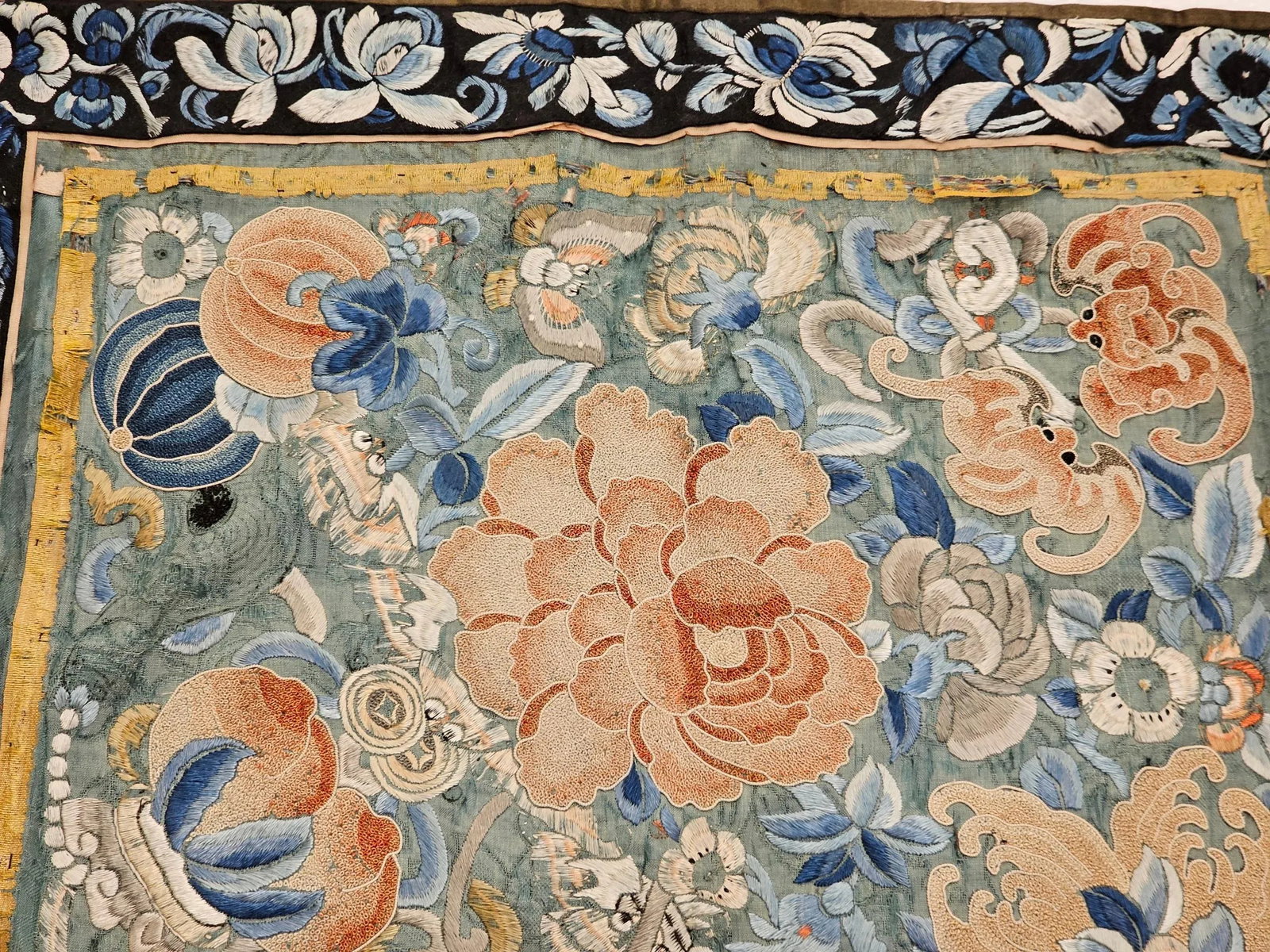 19th Century Chinese Silk Embroidery Panels- Set of 2 - 2
