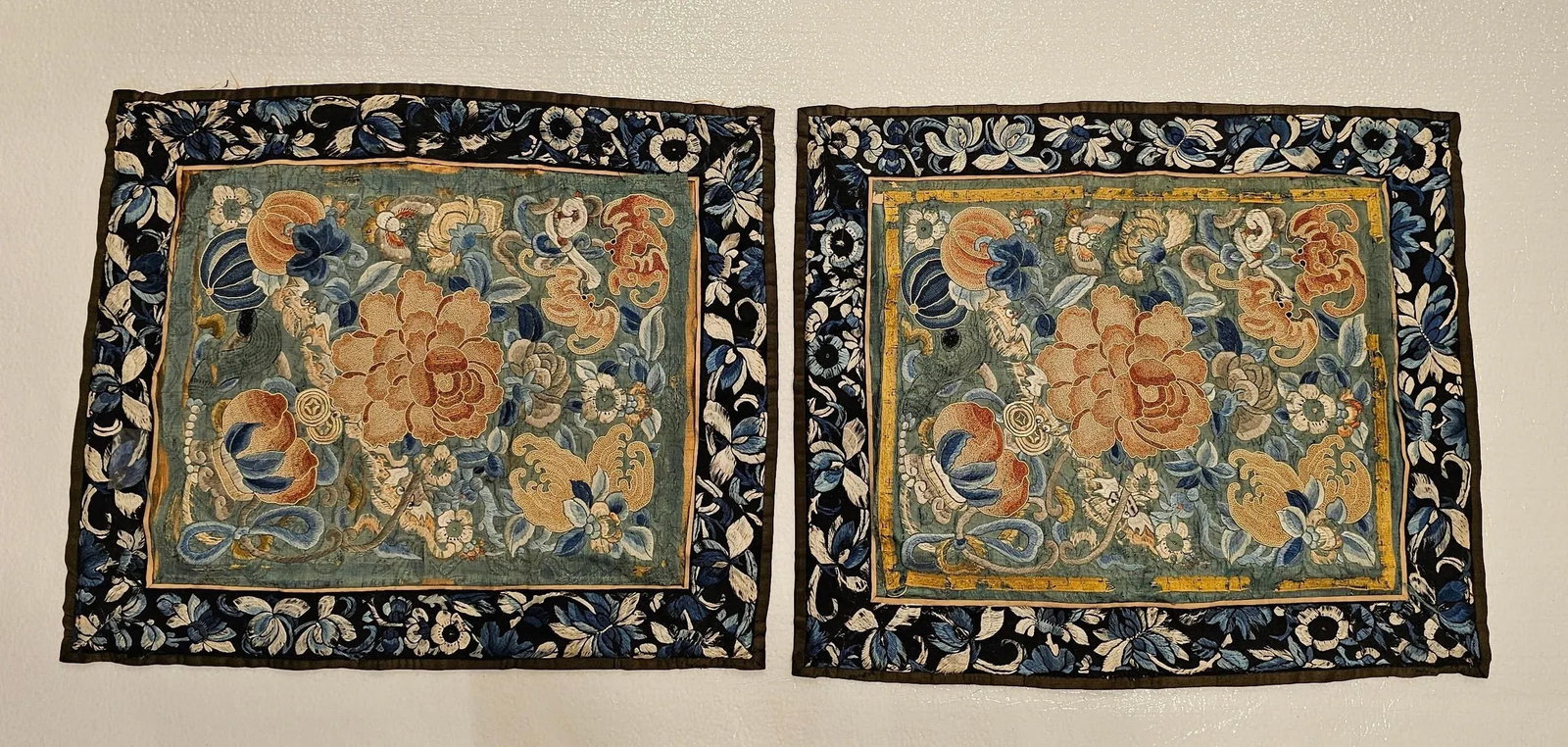 19th Century Chinese Silk Embroidery Panels- Set of 2 - 5
