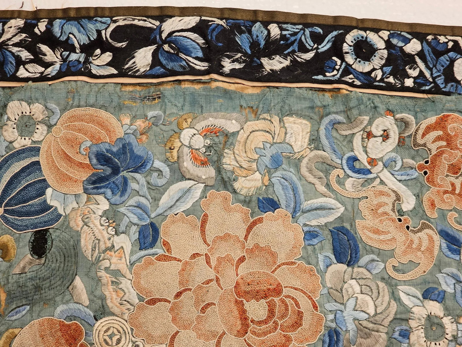 19th Century Chinese Silk Embroidery Panels- Set of 2 - 7