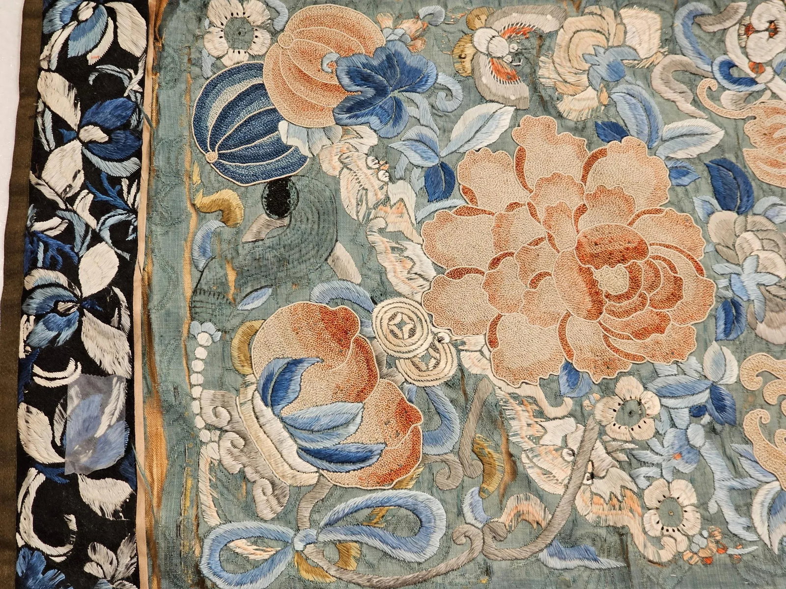 19th Century Chinese Silk Embroidery Panels- Set of 2 - 9