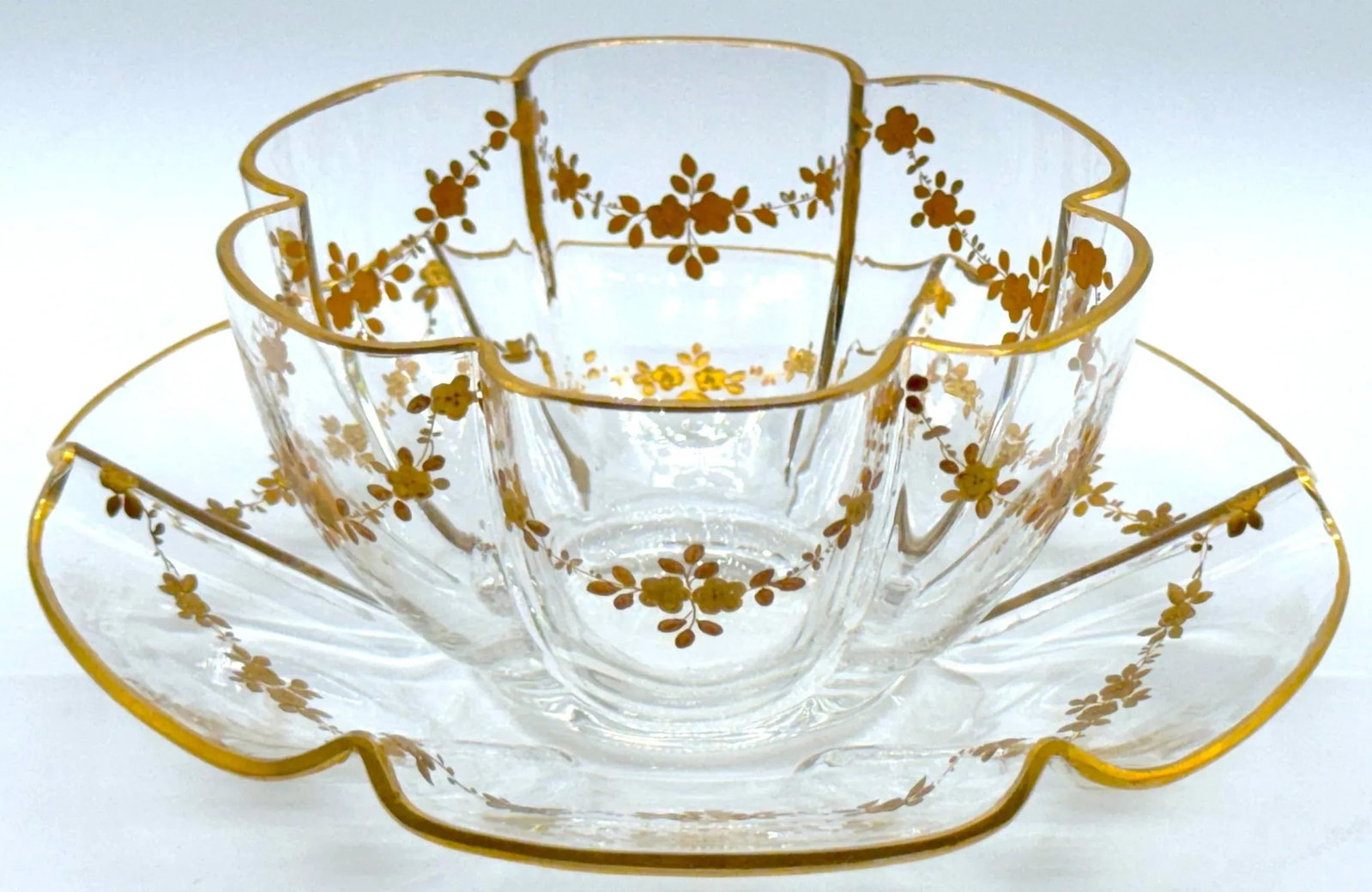 Collection of French Gilt Enameled Crystal Table Articles, Style of Baccarat - 10