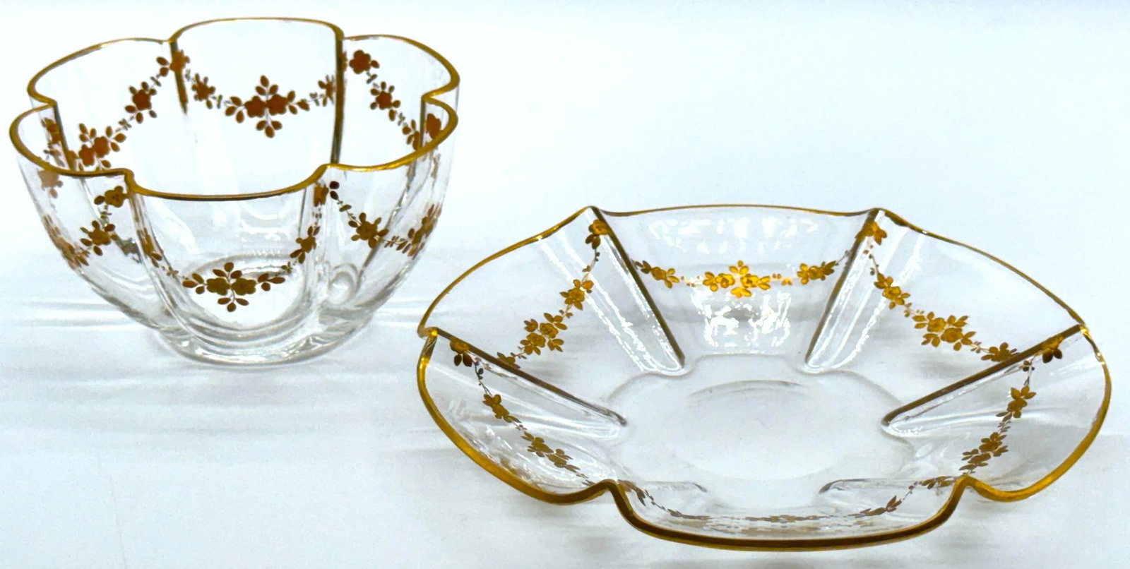 Collection of French Gilt Enameled Crystal Table Articles, Style of Baccarat - 2