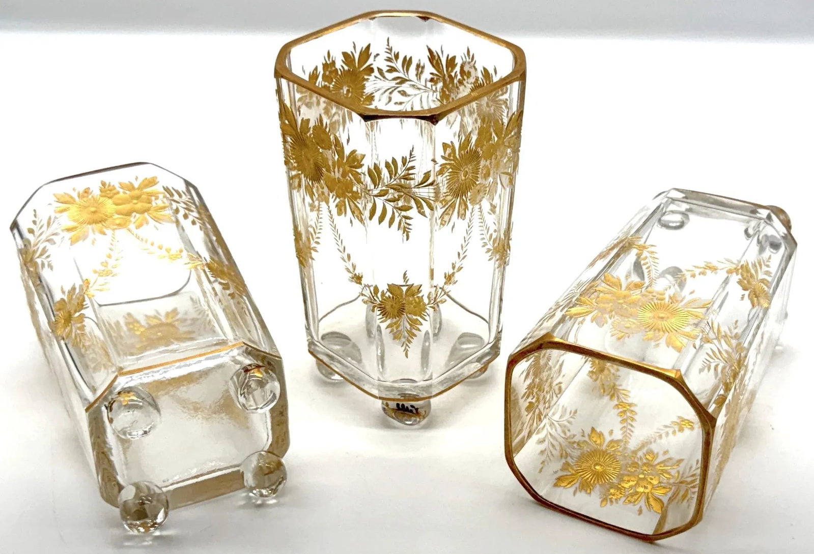 Collection of French Gilt Enameled Crystal Table Articles, Style of Baccarat - 3