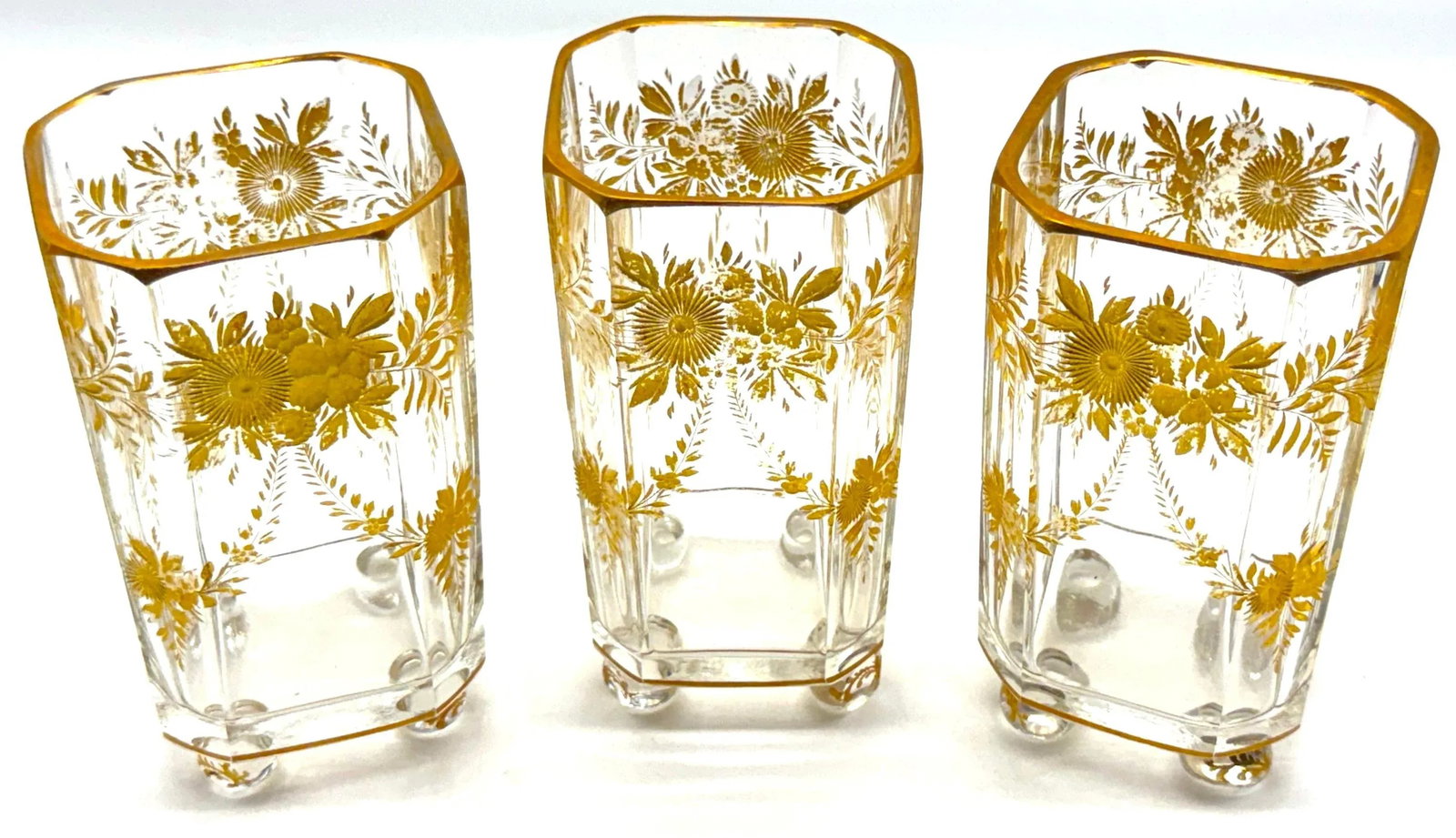 Collection of French Gilt Enameled Crystal Table Articles, Style of Baccarat - 4