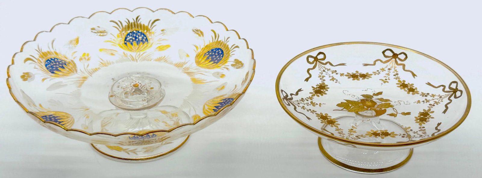 Collection of French Gilt Enameled Crystal Table Articles, Style of Baccarat - 7