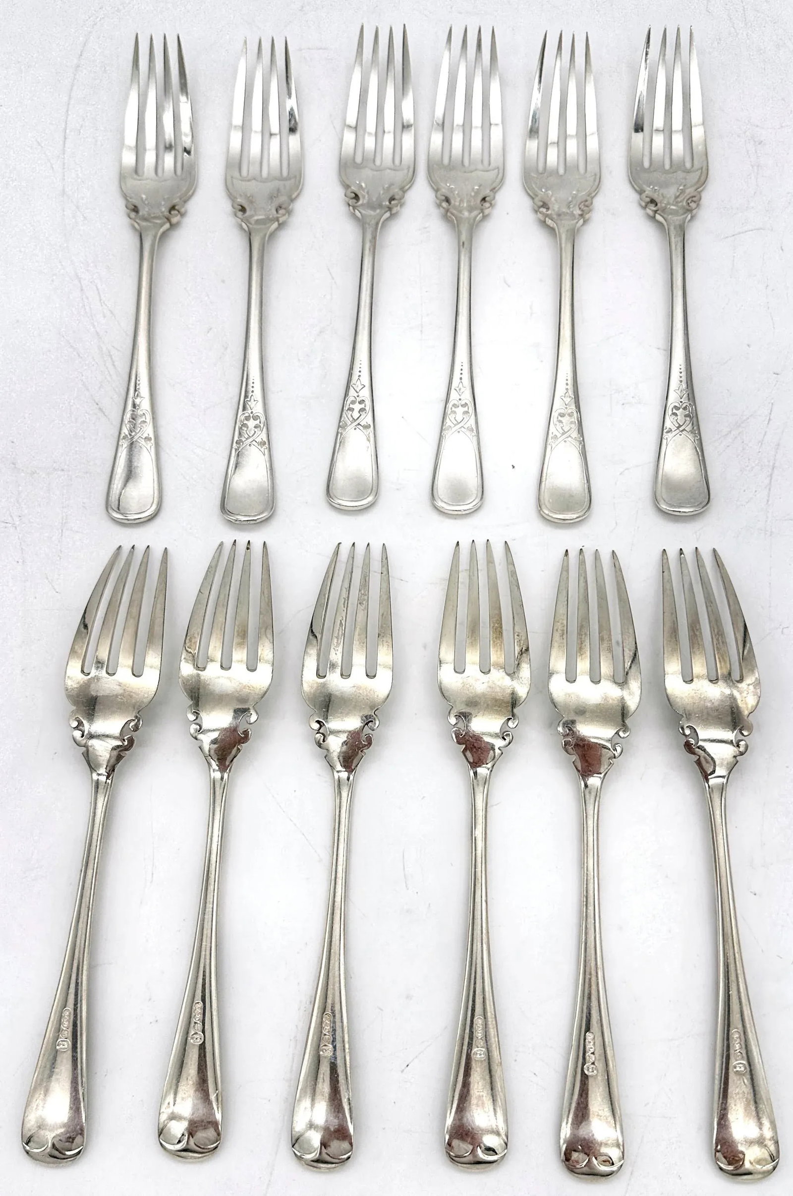 Antique English Boxed Engraved Sheffield Fish 26 Piece Fish Serving Set - 8