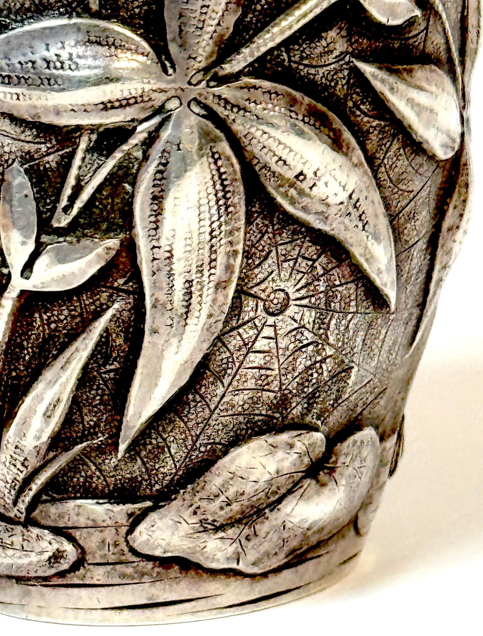 Exceptional Dominic & Haff Japonisme Sterling Cabinet Vase Dragonfly & Cobwebs - 11