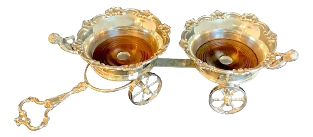 English Silverplated Figural Double Wine Trolley (1 of 6)
