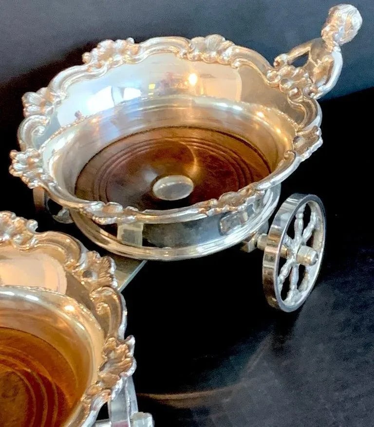 English Silverplated Figural Double Wine Trolley - 4
