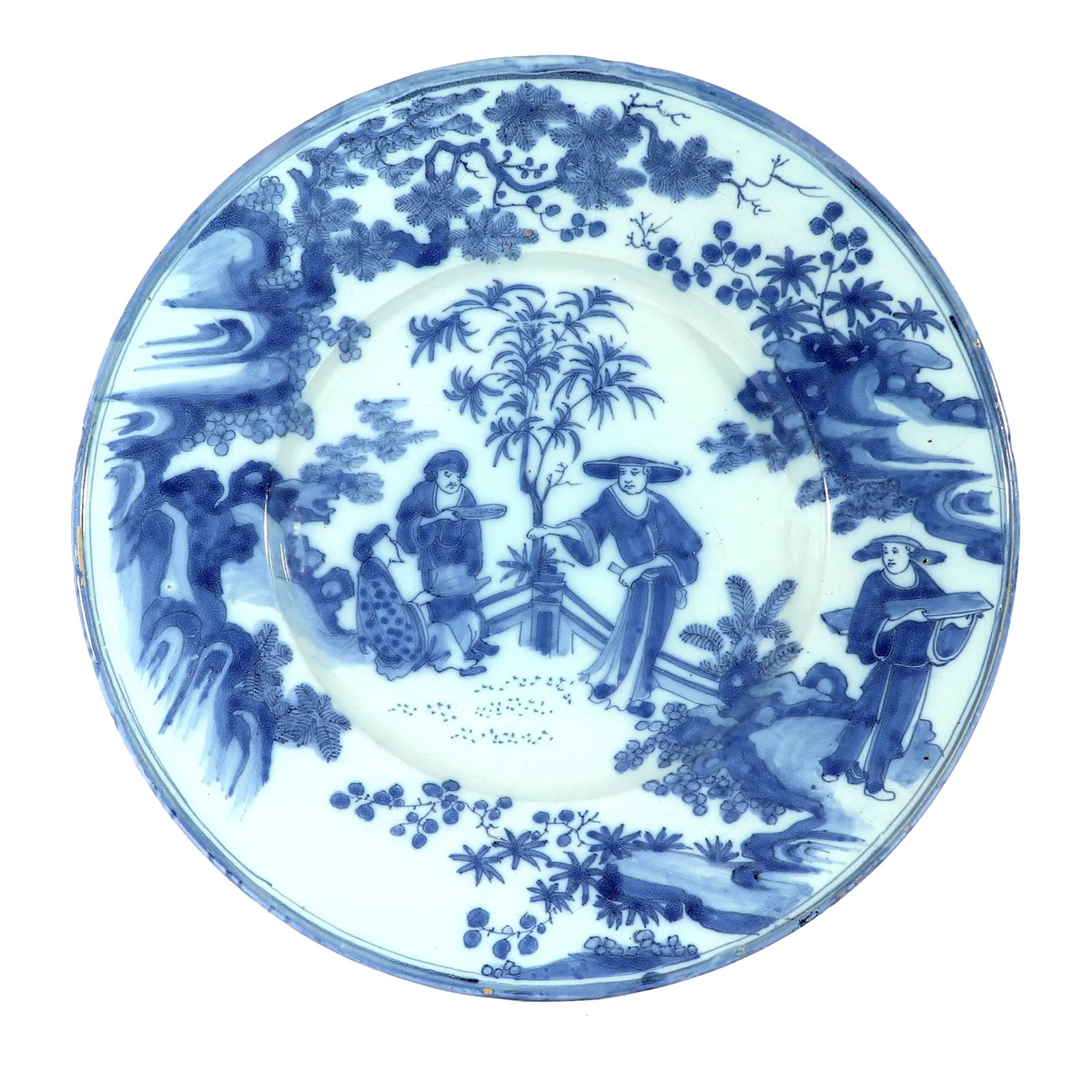 17th-Century Dutch Delft Large Underglaze Blue Chinoiserie Salad Dish (1 of 10)