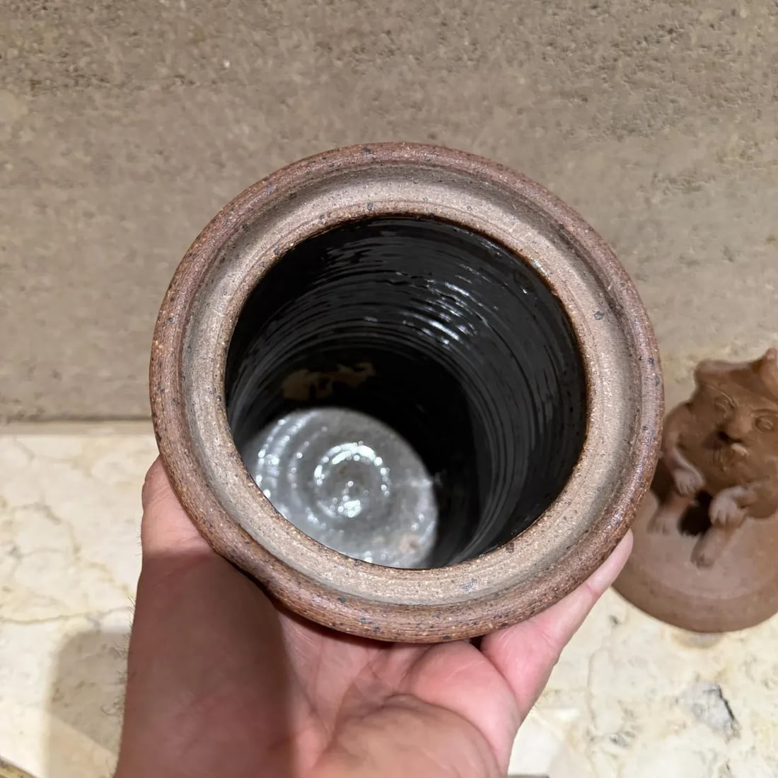 1950s Stoneware Pottery Cookie Jar - 2