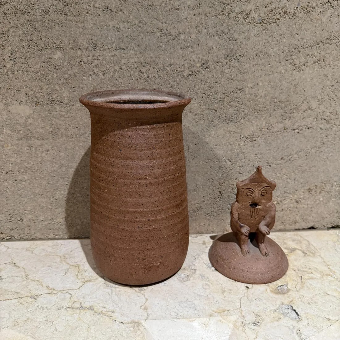 1950s Stoneware Pottery Cookie Jar - 6