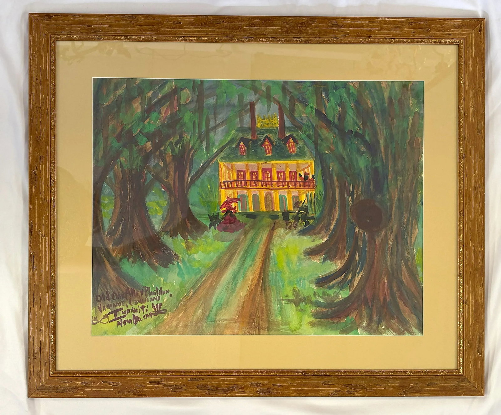 Original Signed Folk Art Watercolor by Sam 'Infiniti' Hurwitch (New Orleans, 1949-Present) Titled 'O - 10
