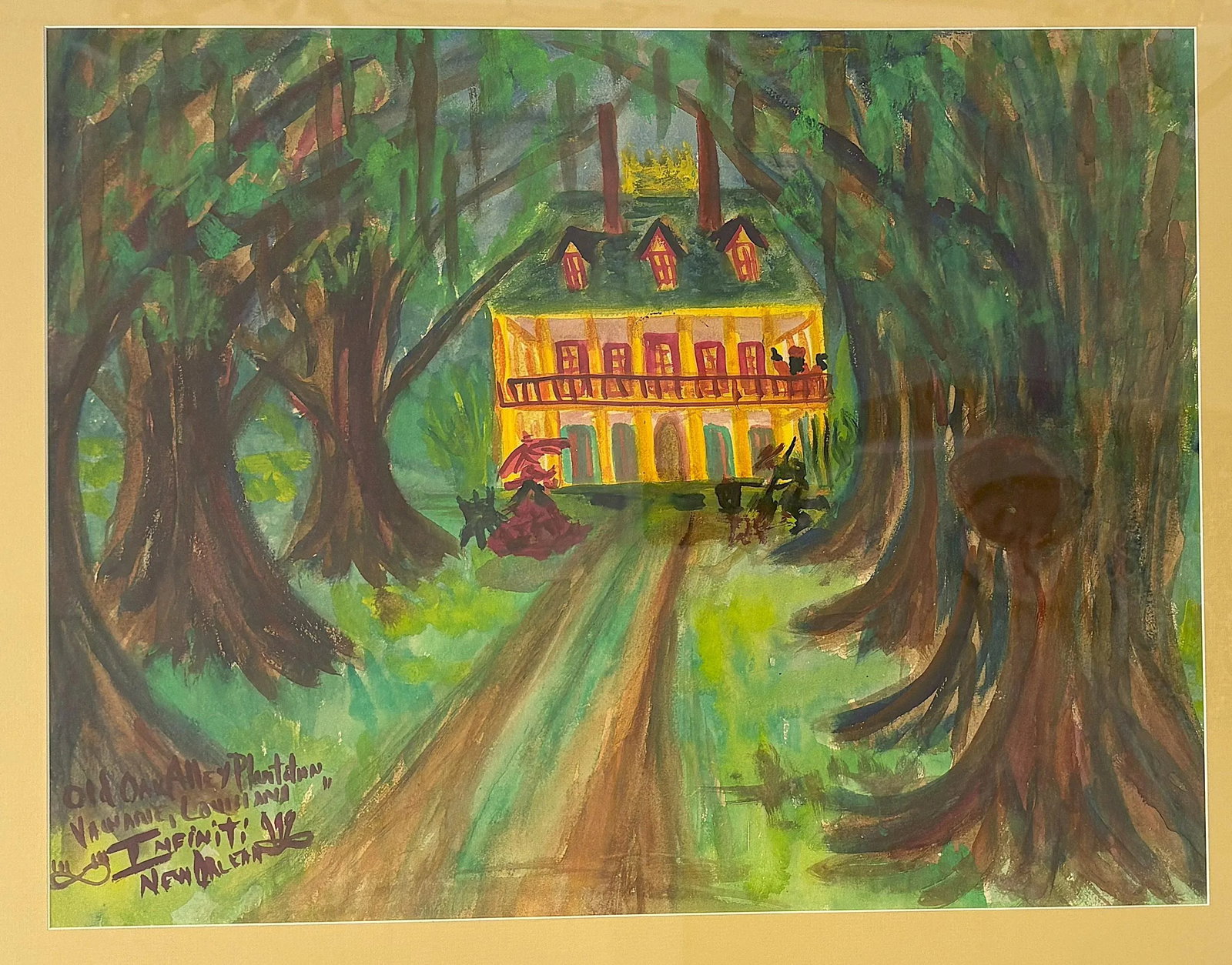 Original Signed Folk Art Watercolor by Sam 'Infiniti' Hurwitch (New Orleans, 1949-Present) Titled 'O - 2
