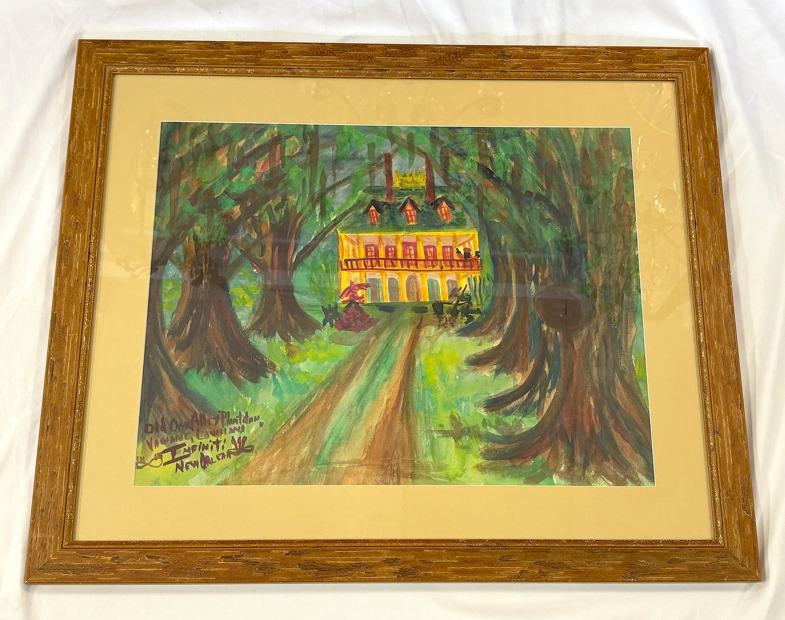 Original Signed Folk Art Watercolor by Sam 'Infiniti' Hurwitch (New Orleans, 1949-Present) Titled 'O - 9