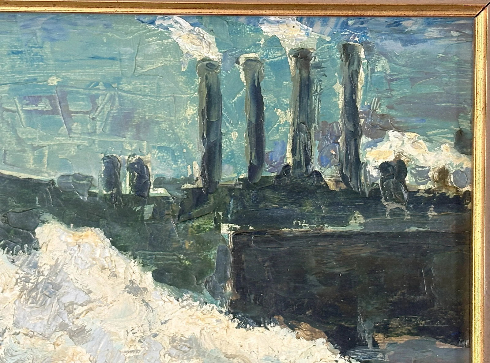 Original Signed Industrial Cityscape Painting on Board C1976 - 4