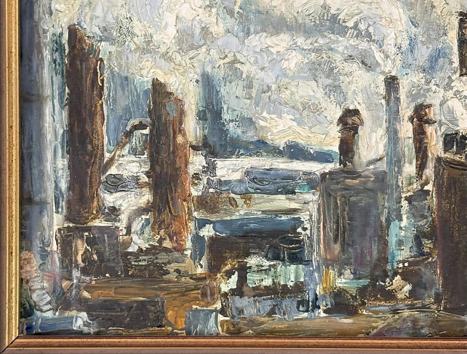 Original Signed Industrial Cityscape Painting on Board C1976 - 6