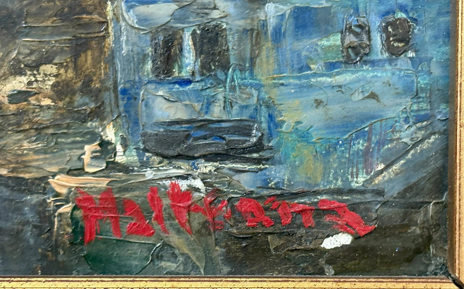 Original Signed Industrial Cityscape Painting on Board C1976 - 8