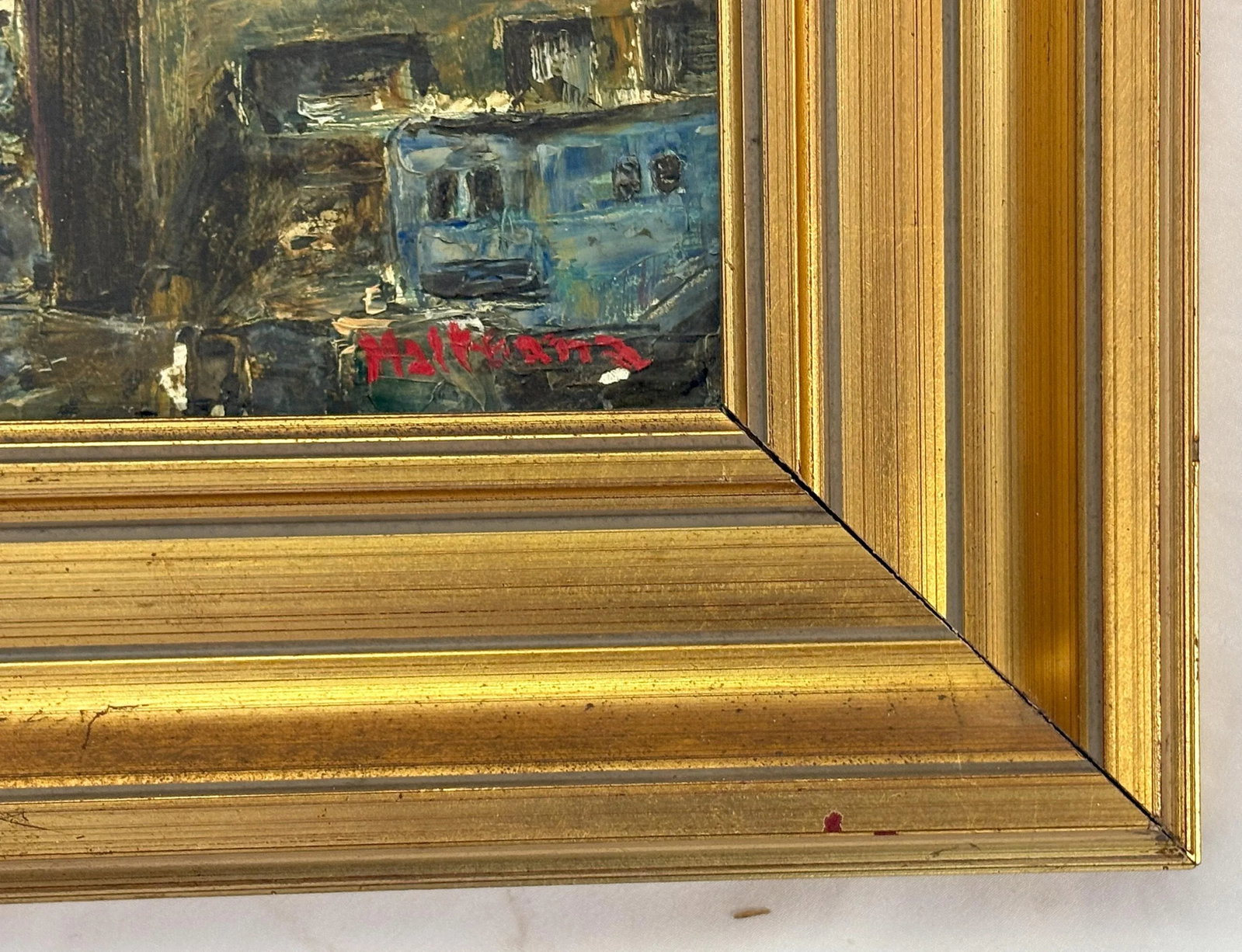 Original Signed Industrial Cityscape Painting on Board C1976 - 9