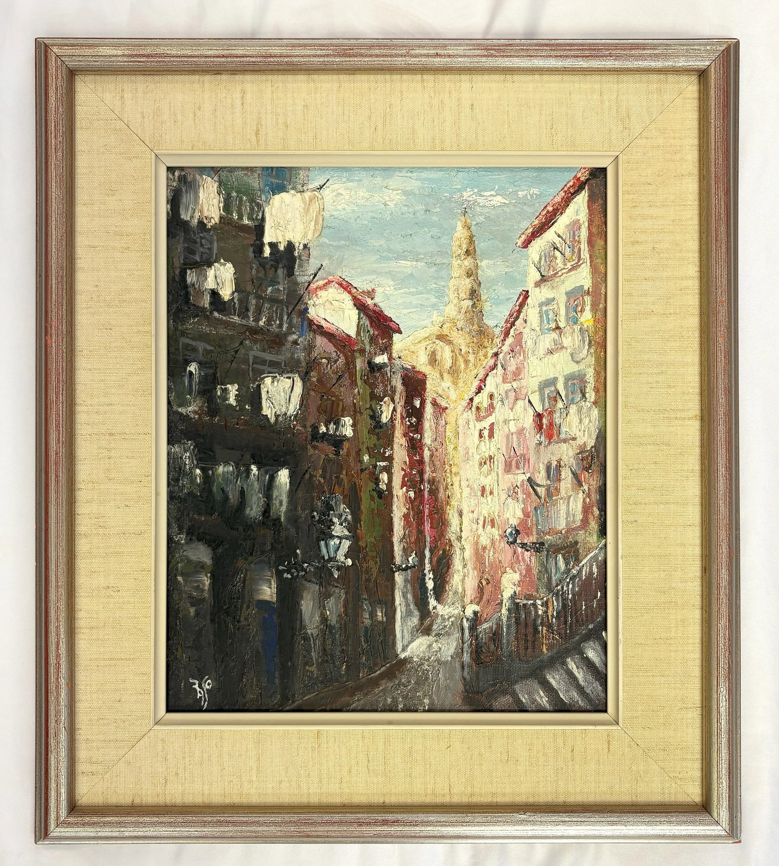 Original Framed and Signed Painting on Canvas of Alfama, Portugal C1968 - 10