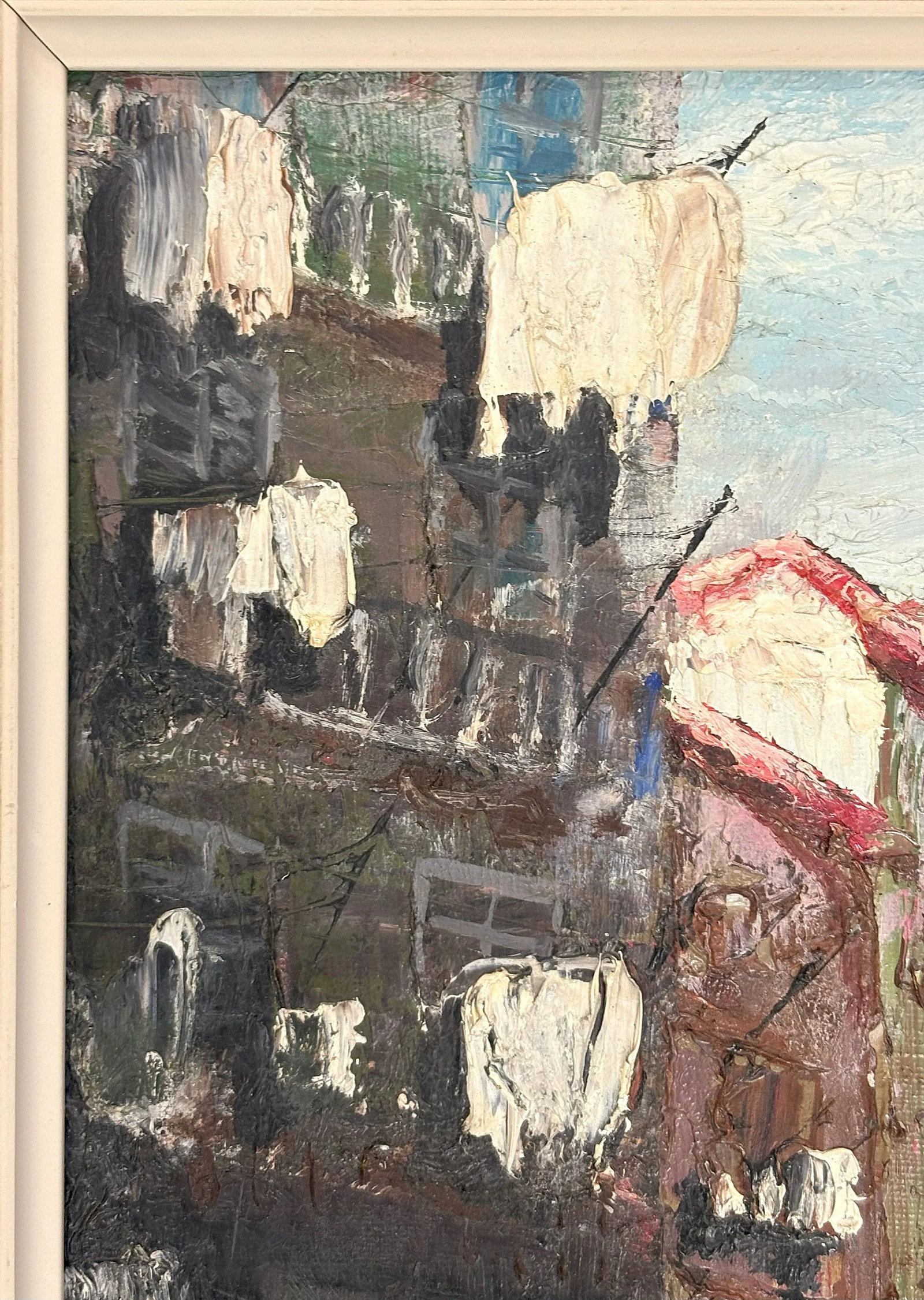 Original Framed and Signed Painting on Canvas of Alfama, Portugal C1968 - 4
