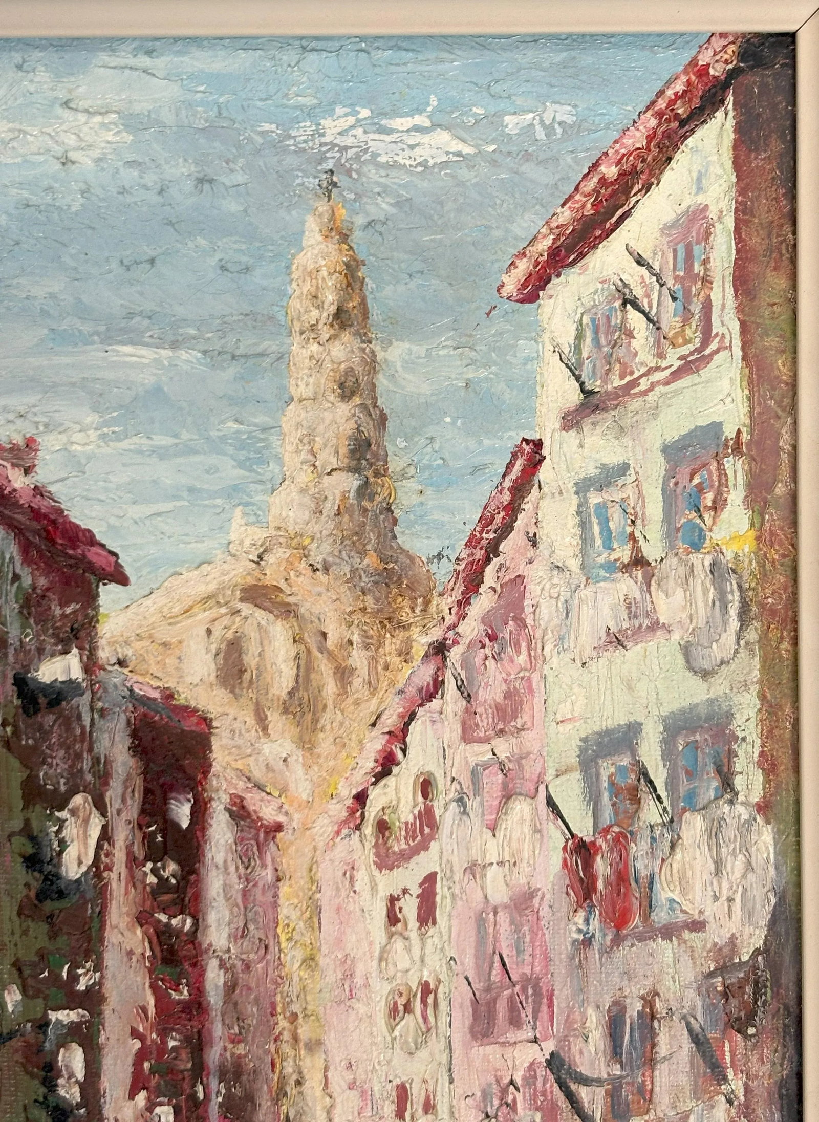 Original Framed and Signed Painting on Canvas of Alfama, Portugal C1968 - 5