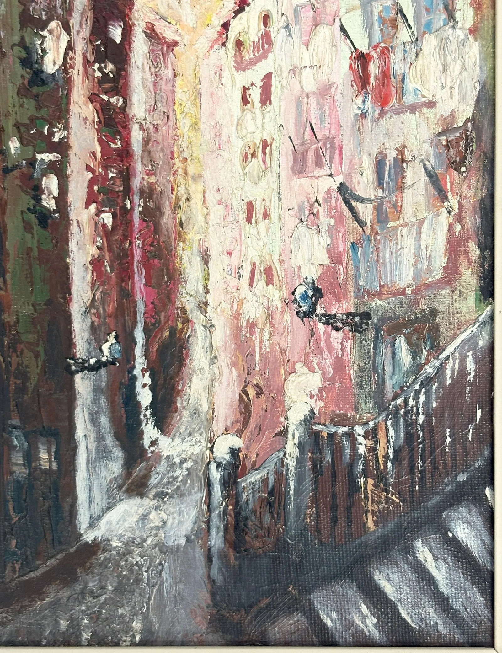 Original Framed and Signed Painting on Canvas of Alfama, Portugal C1968 - 6