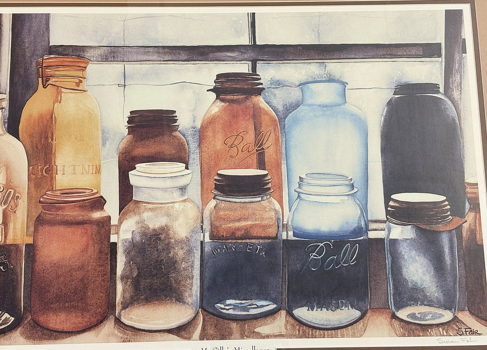 Signed & Numbered Print of Susan Fair's 'Mason Jars' Watercolor Painting for Ma Cille's Miscellanea - 2
