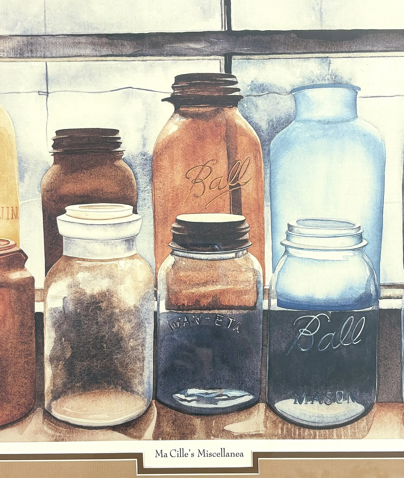 Signed & Numbered Print of Susan Fair's 'Mason Jars' Watercolor Painting for Ma Cille's Miscellanea - 5