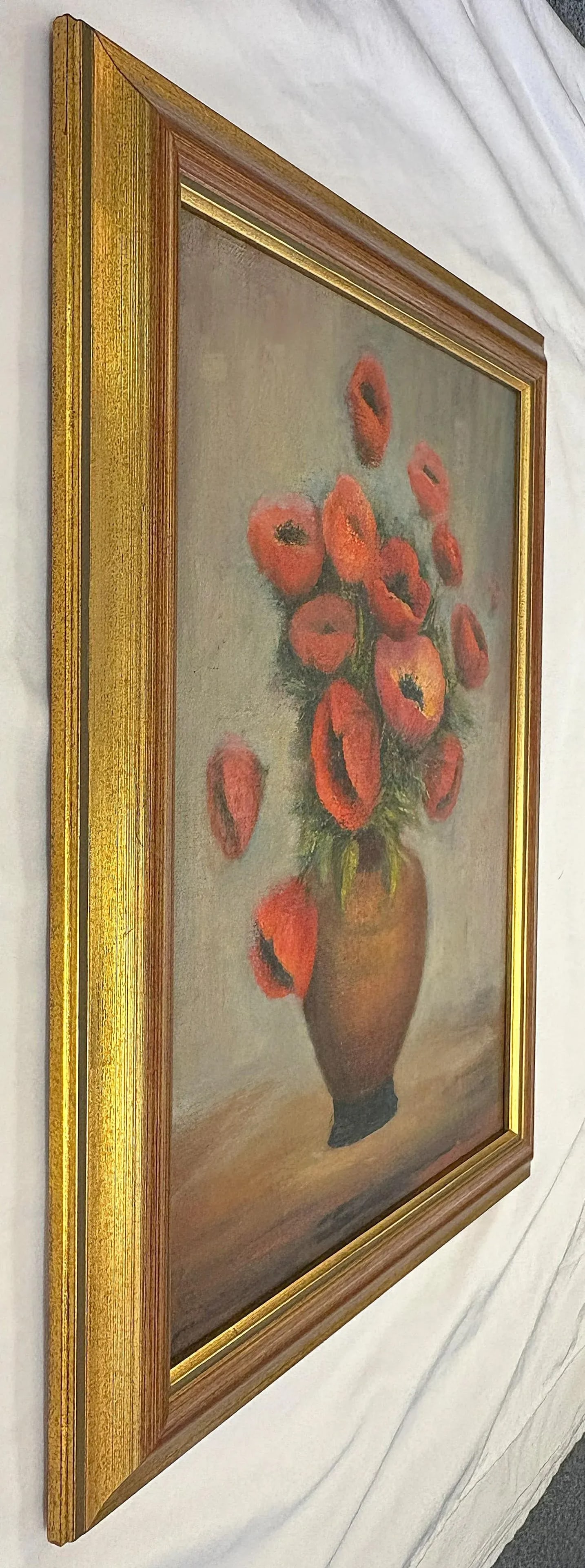 Original Framed Still Life Painting on Board 'Pretty Poppies' - 10