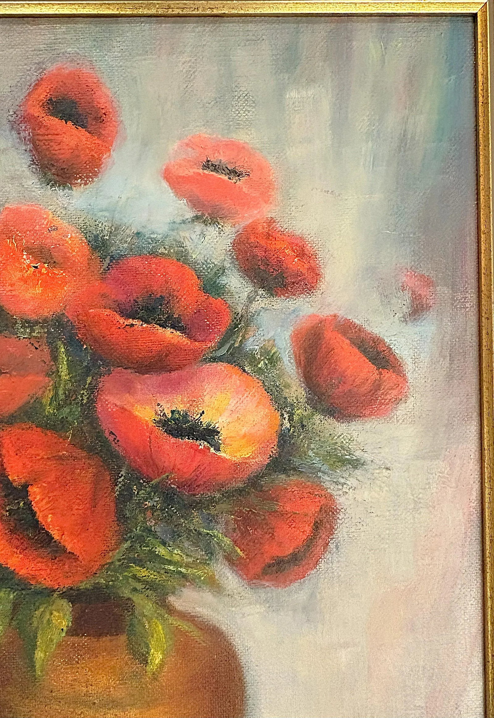 Original Framed Still Life Painting on Board 'Pretty Poppies' - 4