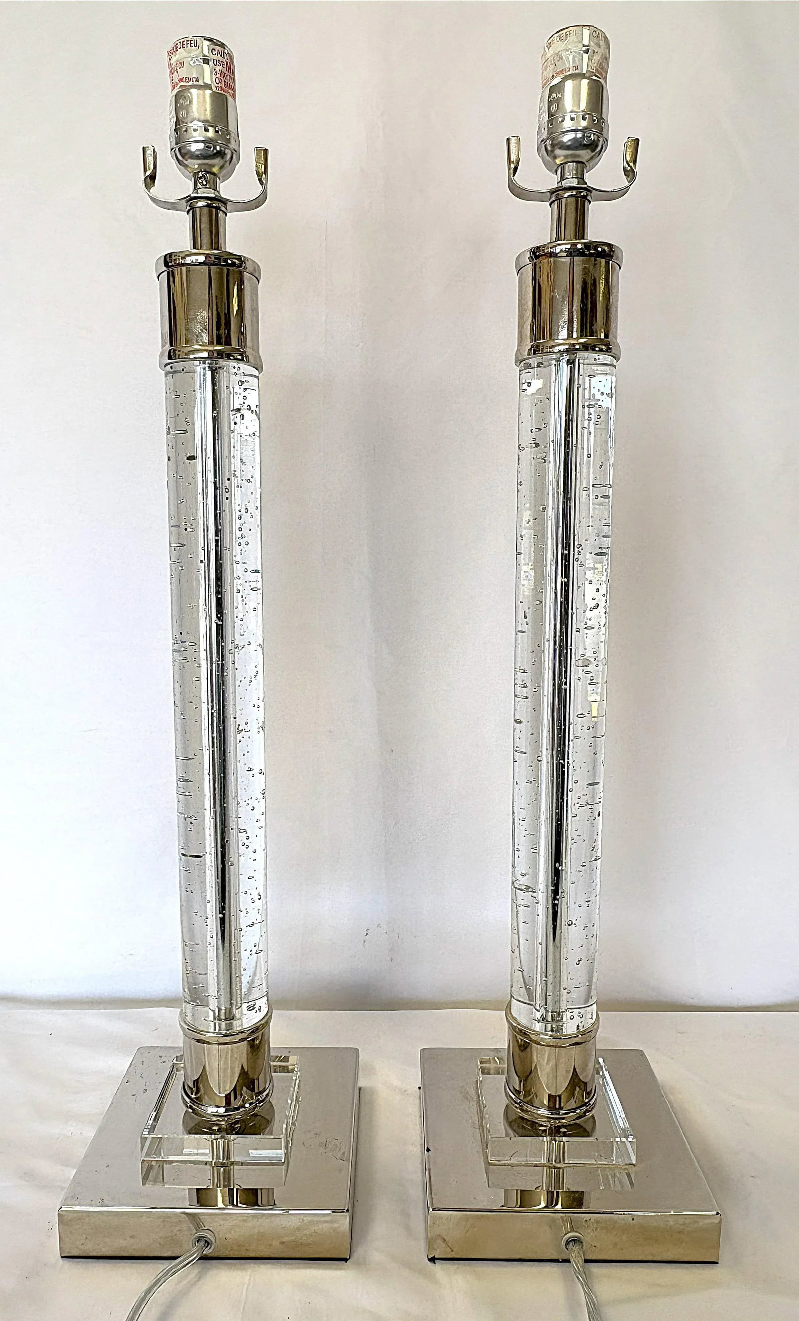 Crystal and Chrome 3-Way Led Column Lamps- A Pair - 4