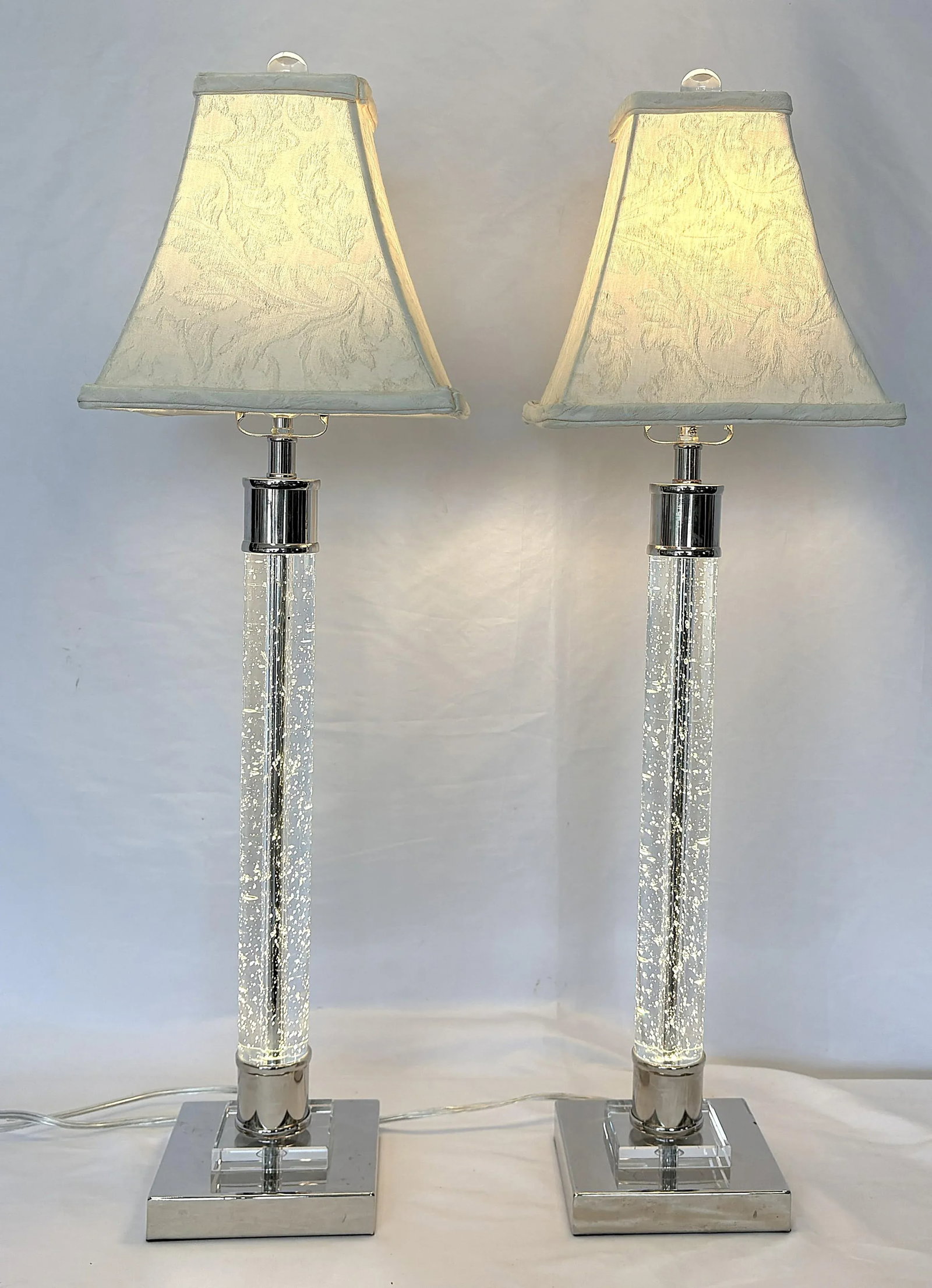 Crystal and Chrome 3-Way Led Column Lamps- A Pair - 6
